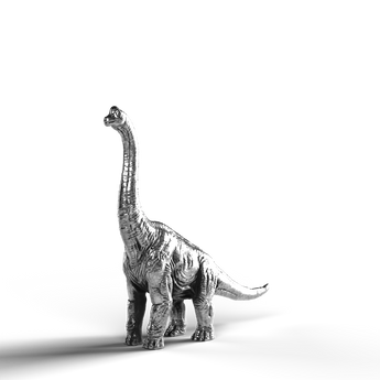 Silver statue of a Brachiosaurus made from 999 fine silver.