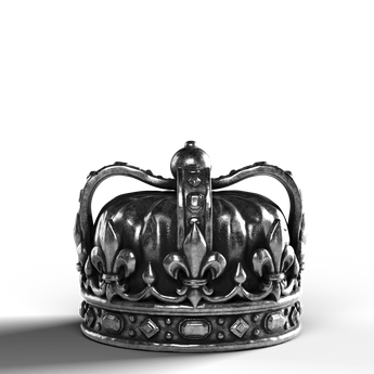 Ornate silver statue crown made of 999 fine silver.