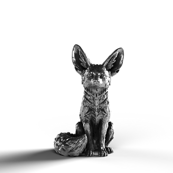 Silver Statue of Fennec Fox made from 999 Fine Silver.
