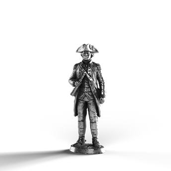 Silver statue of historical figure in 999 fine silver.