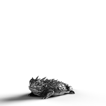 Silver Statue of Horned Lizard in 999 Fine Silver