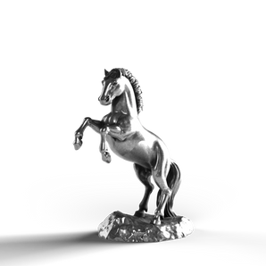 Silver Statue of a Rearing Horse in 999 Fine Silver.