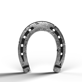 Silver statue of a horseshoe made with 999 fine silver.