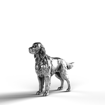 Silver statue of an Irish Setter, crafted in 999 fine silver.