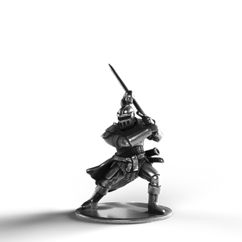 Silver statue of a medieval knight made from 999 fine silver.