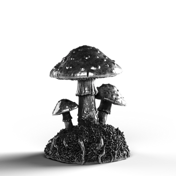 Silver Statue of Mushroom Cluster made from 999 Fine Silver.