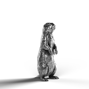 Silver Prairie Dog statue made from 999 Fine Silver
