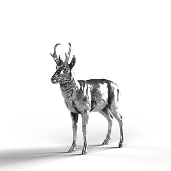 Pronghorn silver statue made from 999 fine silver.
