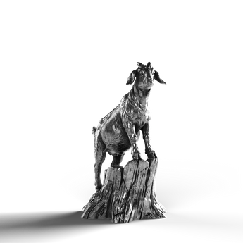 Silver Statue of a Pygmy Goat, crafted in 999 Fine Silver.
