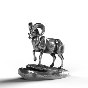 Silver Statue of a Ram crafted in 999 Fine Silver.