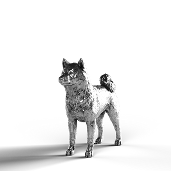 Silver Shiba Inu statue made from 999 fine silver.