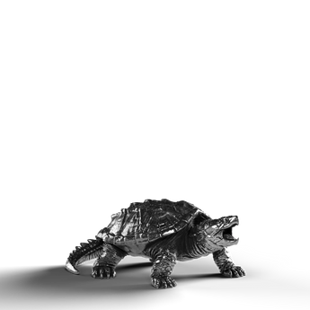 Silver Snapping Turtle Statue, 999 Fine Silver craftsmanship.