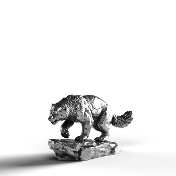 Silver Statue of a wolverine, crafted in 999 Fine Silver.