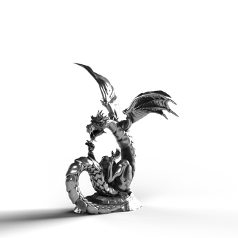 Silver Statue of dragon in 999 Fine Silver with wings.