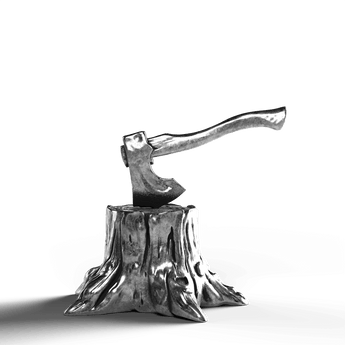Ax In Stump - SignalOaks Silver Statue