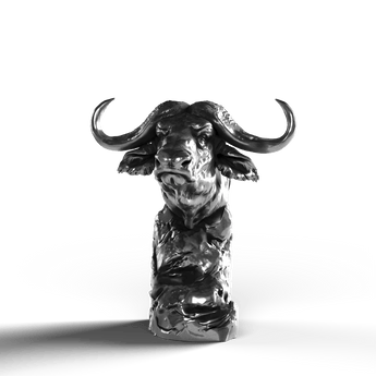 Cape Buffalo Bust - SignalOaks Silver Statue
