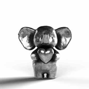 Cute Elephant With Heart - SignalOaks Silver Statue