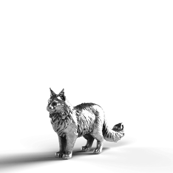 Maine Coon Cat - SignalOaks Silver Statue