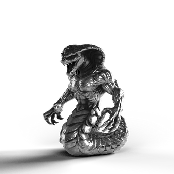 Muscular Naga Figure - SignalOaks Silver Statue
