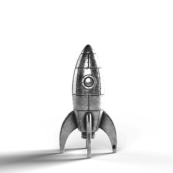 Retro Rocket - SignalOaks Silver Statue