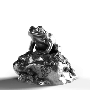 Frog On A Rock - SignalOaks Silver Statue