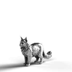 Maine Coon Cat - SignalOaks Silver Statue