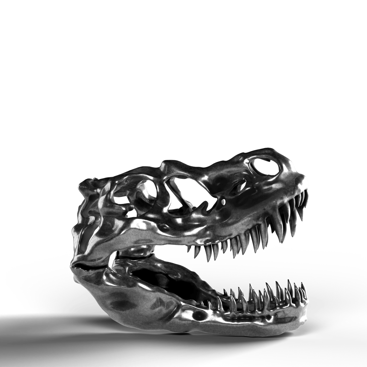 trex-skull-silver-statue-